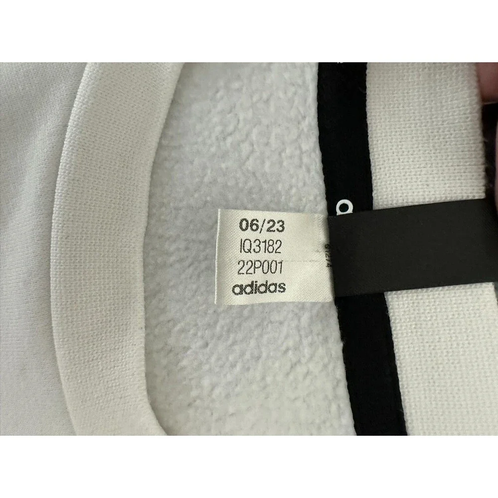 Adidas Three Stripes Crewneck Sweatshirt White Logo Fleece Pullover M Athleisure - Picture 11 of 12